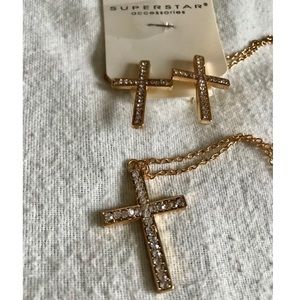 Cross Pendant Earrings & Necklace Set